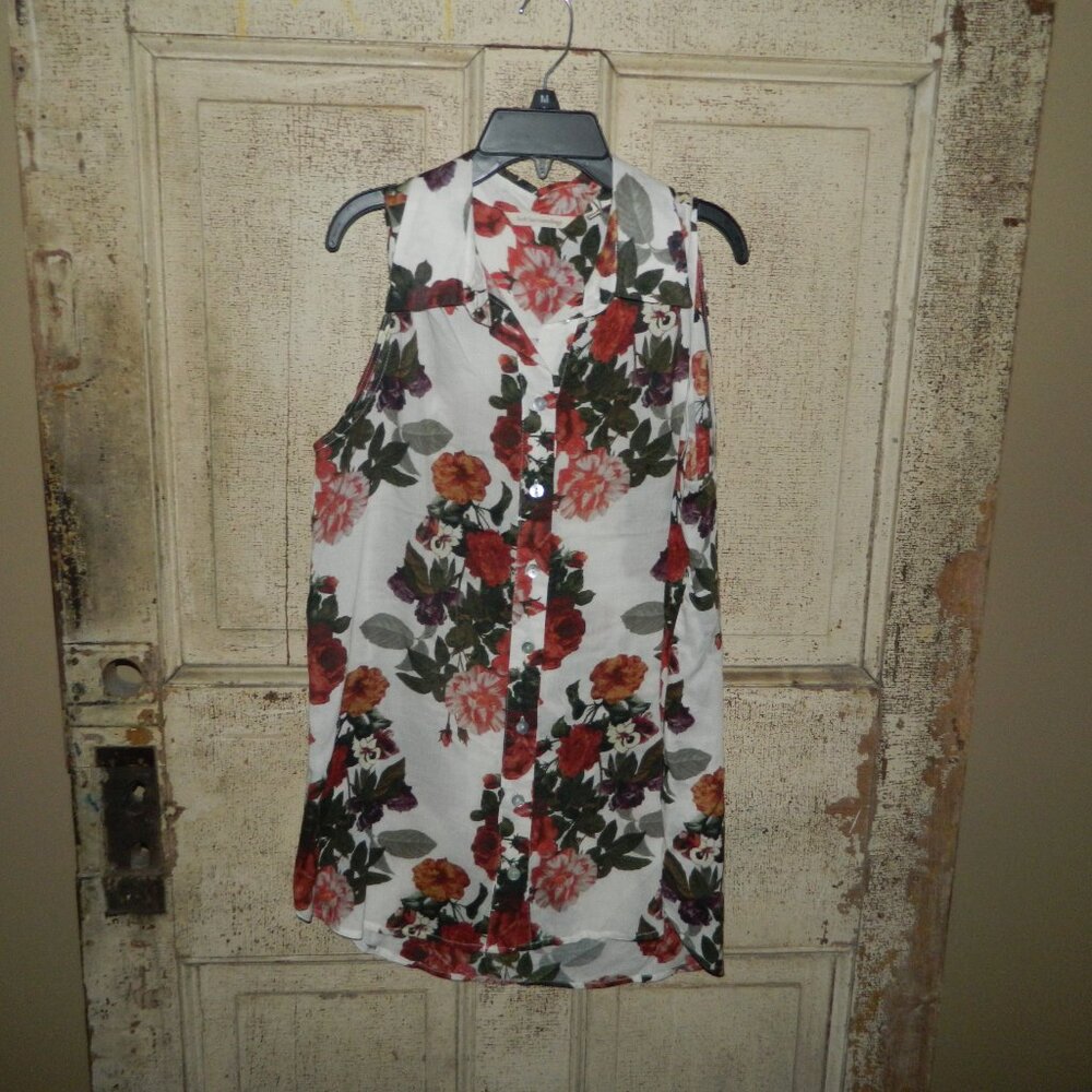Soft Surroundings Floral Tunic Top Sleeveless Size PM (BB-14)